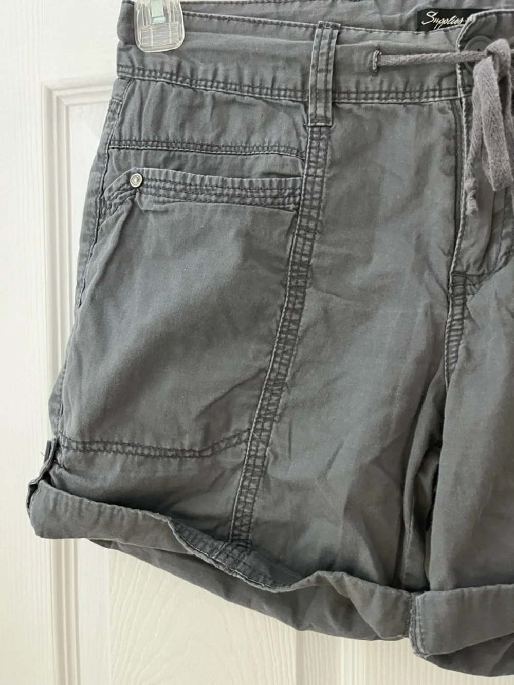 Supplies 100% Cotton Gray Drawstring Utility  Shorts - Picture 5 of 5